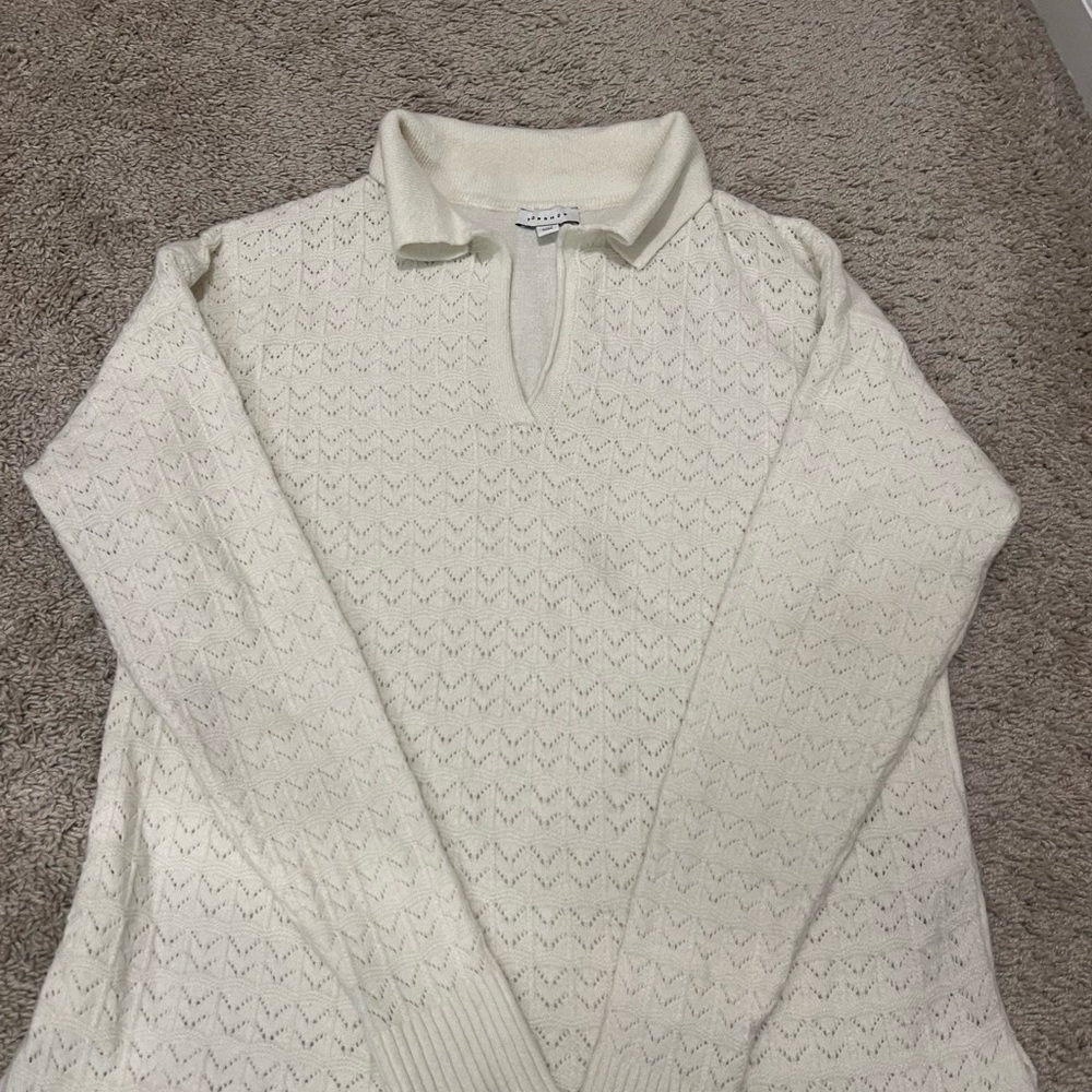 Topshop Cream V-Neck Sweater
